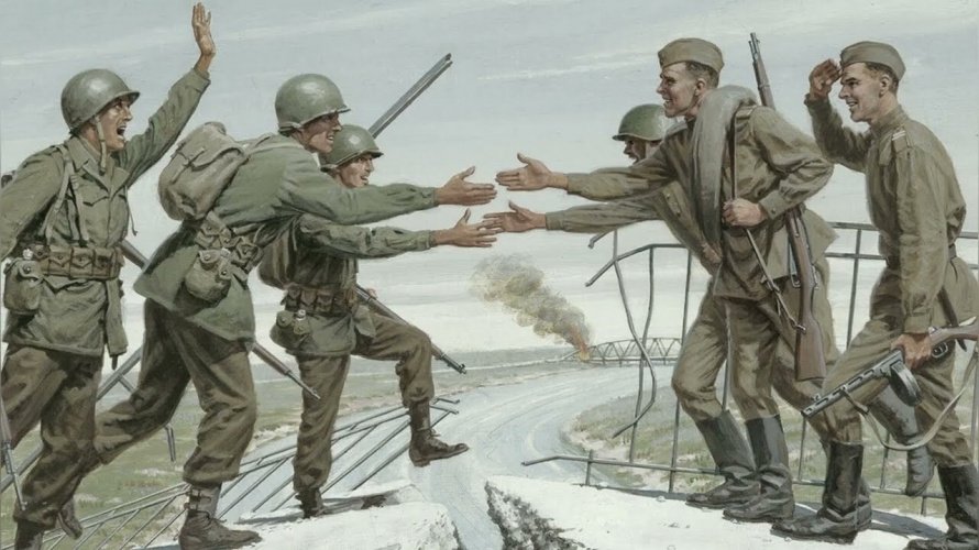 25 апреля 1945 года на Эльбе произошла встреча советских и американских войск. Рота советского лейтенанта Голобородько и разведгруппа американского лейтенанта Котцебу встретились в 13 часов 30 минут в районе города Торгау.